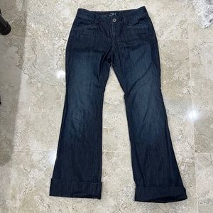 Ann Taylor Loft Curvy Flare Dark Rinse Jeans